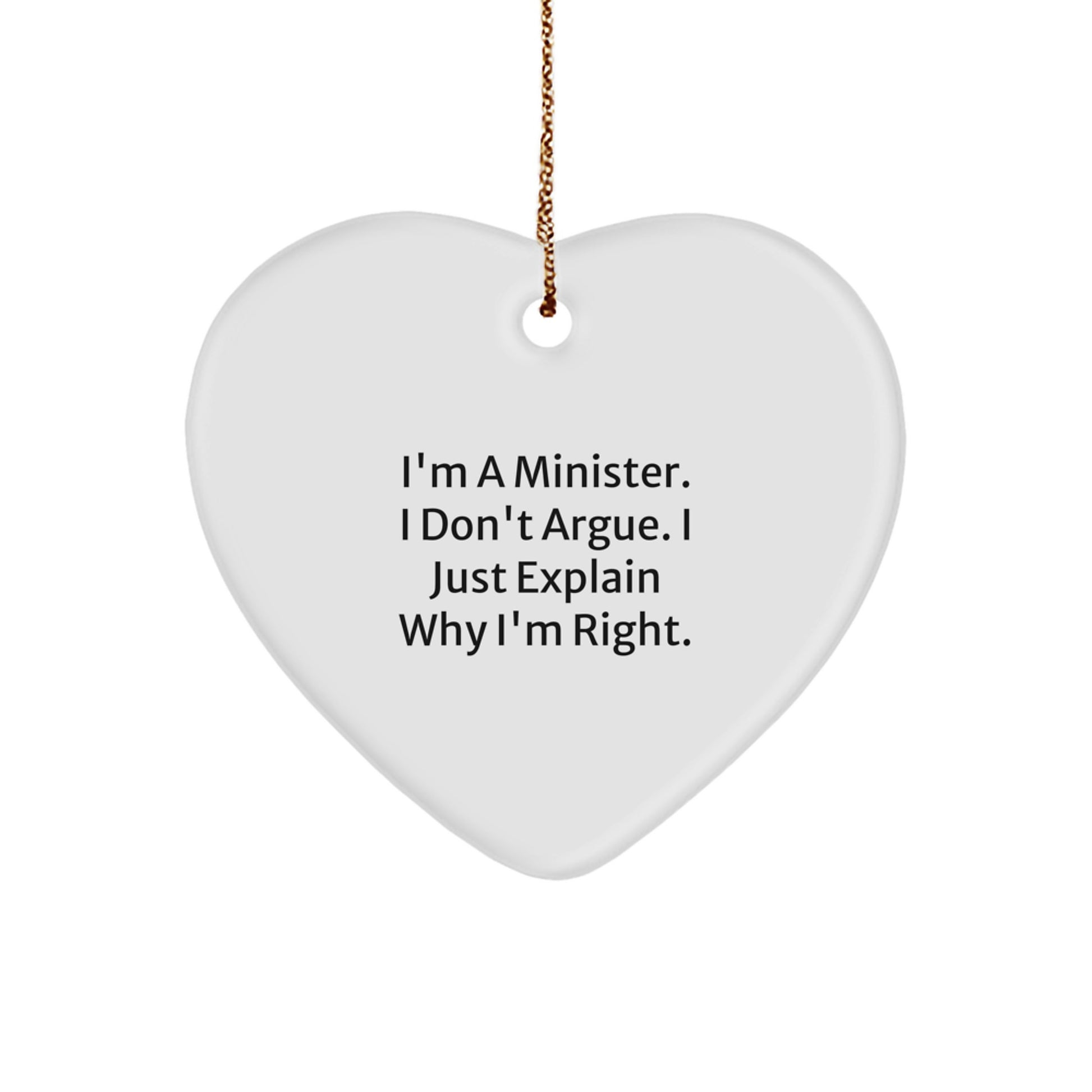 Funny Minister Gifts, Heart Ornament for Ministers, Christmas Unique Gifts from Men to Ministers - Image 1