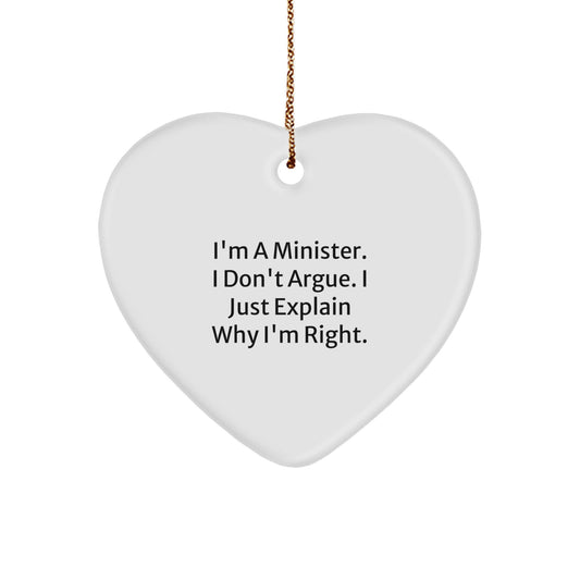 Funny Minister Gifts, Heart Ornament for Ministers, Christmas Unique Gifts from Men to Ministers - Image 1