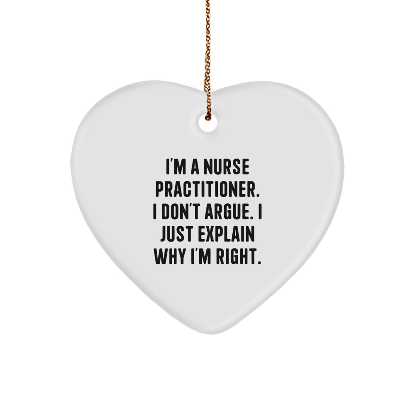 Funny Nurse Practitioner Gifts from Friends for Men Women Nurses Christmas Ornaments Heart Shaped - Image 1