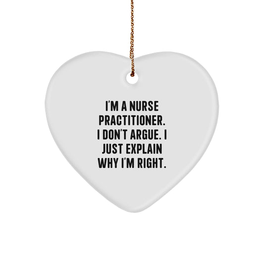 Funny Nurse Practitioner Gifts from Friends for Men Women Nurses Christmas Ornaments Heart Shaped - Image 1