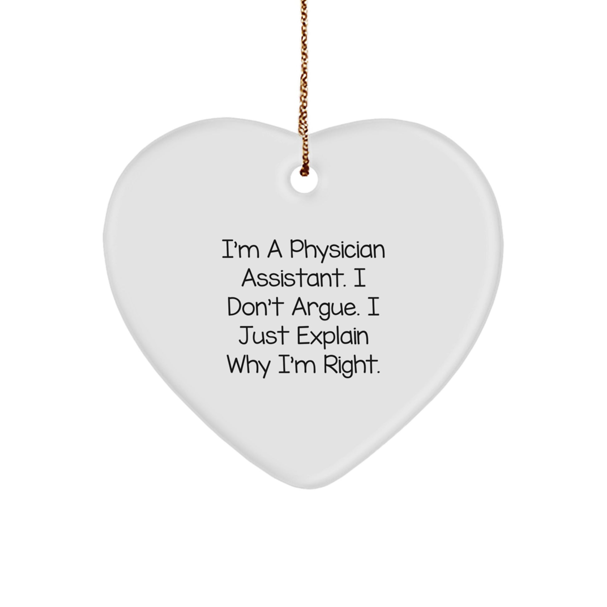 Physician Assistant Christmas Ornament Gift for Coworkers– I Don't Argue - Image 1