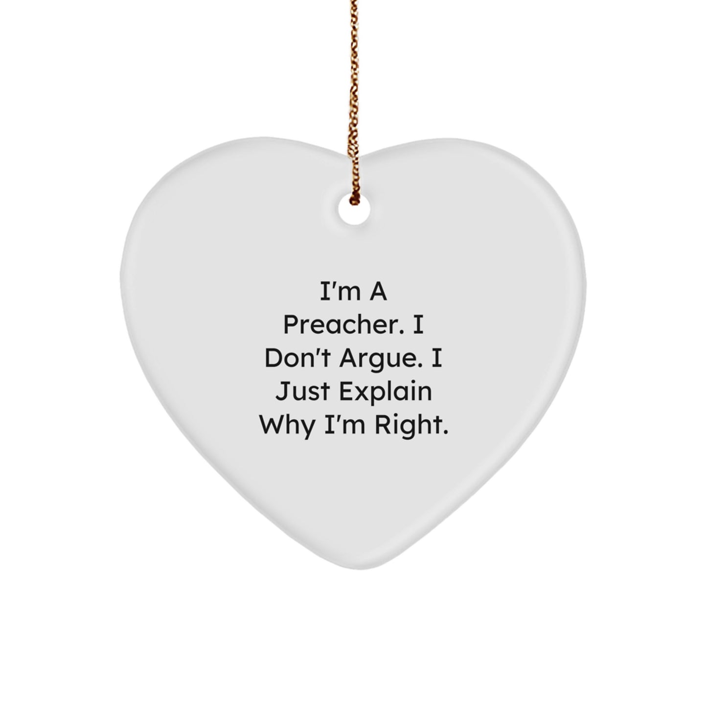 Funny Preacher Christmas Heart Ornament Gifts for Men - Gifts from Family, Friends, or Coworkers - Image 1