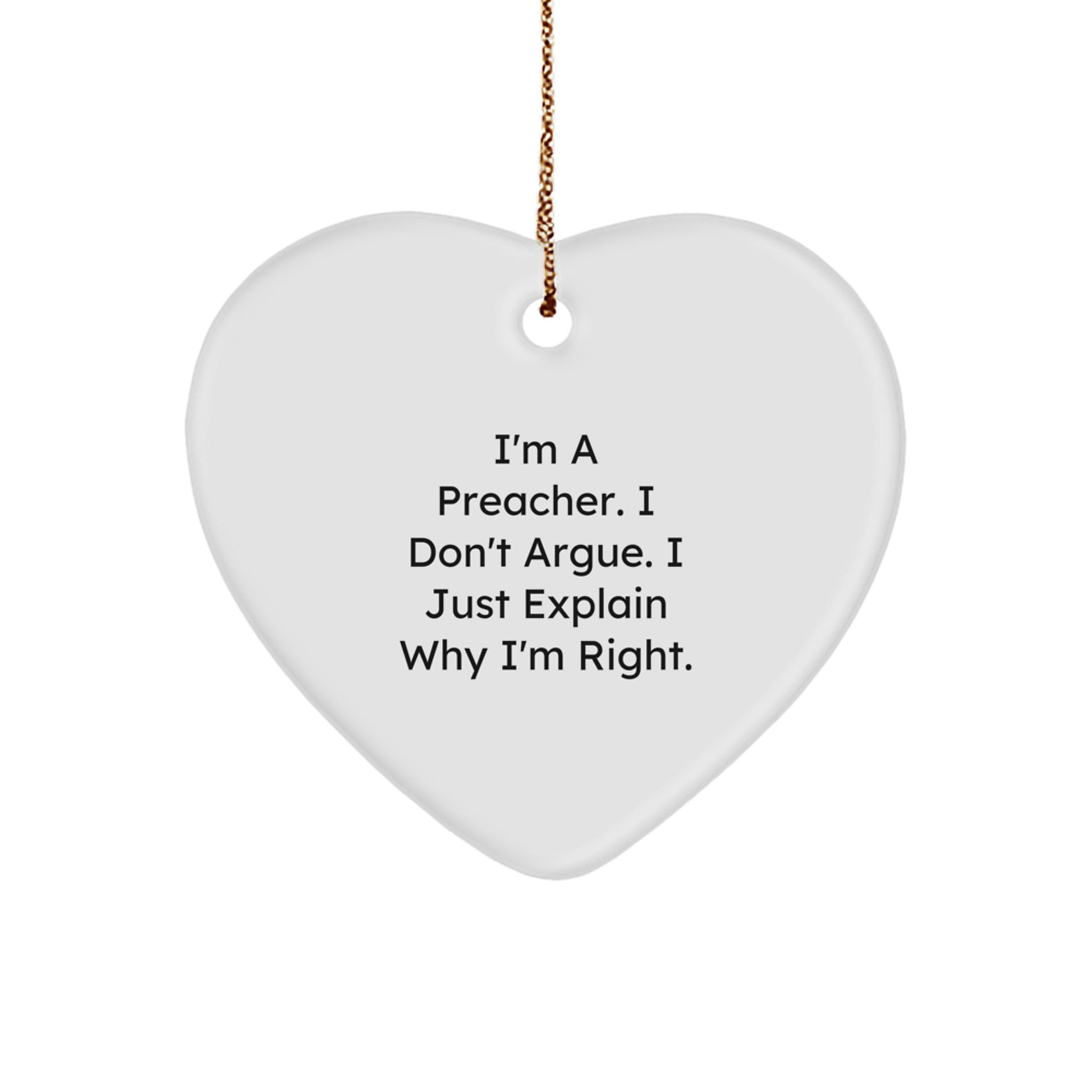 Funny Preacher Christmas Heart Ornament Gifts for Men - Gifts from Family, Friends, or Coworkers - Image 1