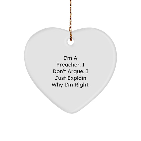 Funny Preacher Christmas Heart Ornament Gifts for Men - Gifts from Family, Friends, or Coworkers - Image 1