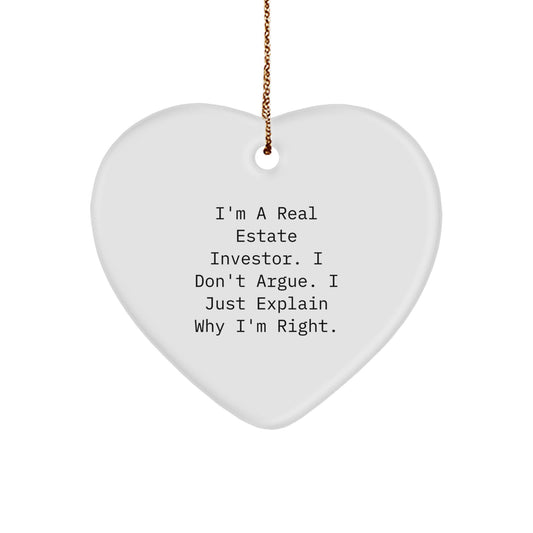 Funny Gift Ideas for Real Estate Investors, Christmas Unique Ornament, Heart Shaped, Inspirational, Gifts from Men to Real Estate Investor Friends and Family, Gifts for Real Estate Investor - Image 1