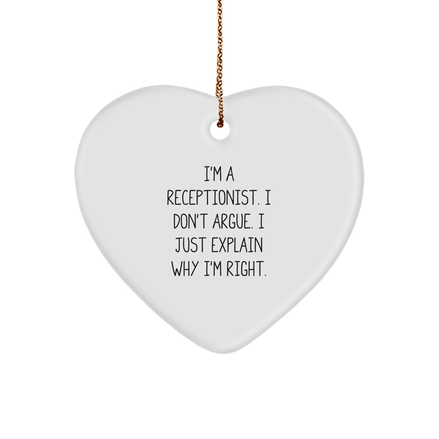 Funny Receptionist Heart Ornament Gifts from Coworkers for Receptionist Desk Decorations - Image 1
