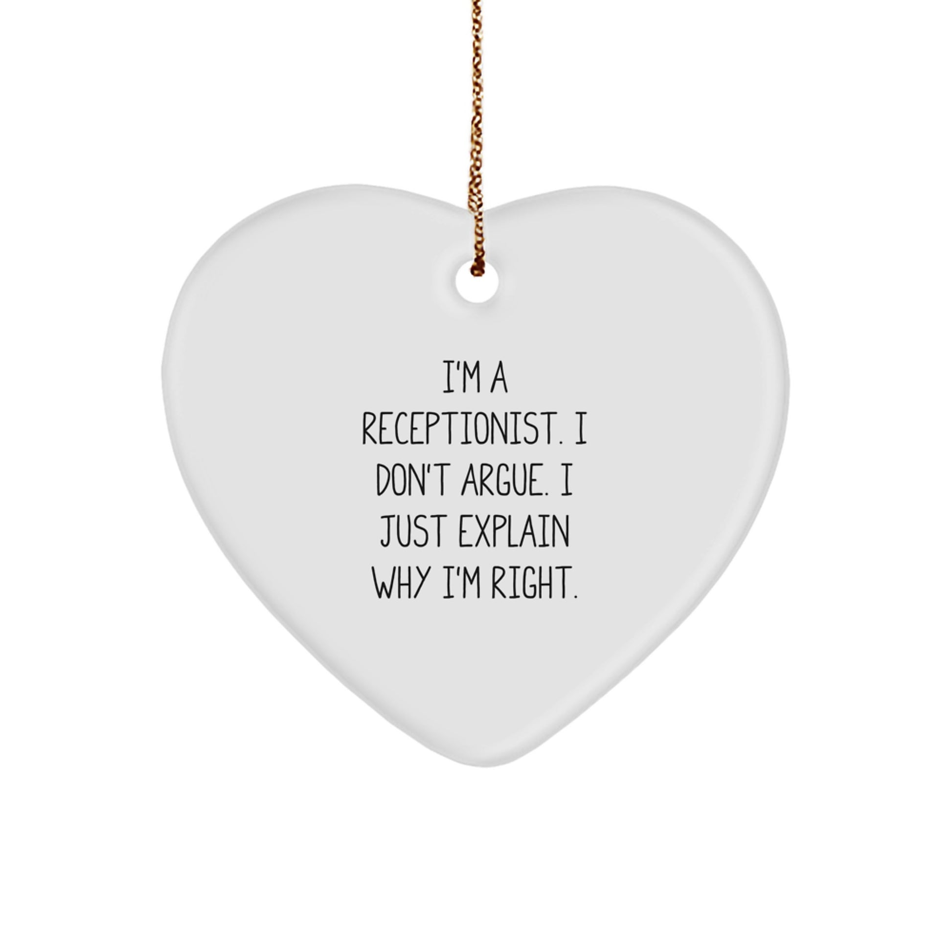 Funny Receptionist Heart Ornament Gifts from Coworkers for Receptionist Desk Decorations - Image 1