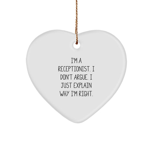 Funny Receptionist Heart Ornament Gifts from Coworkers for Receptionist Desk Decorations - Image 1