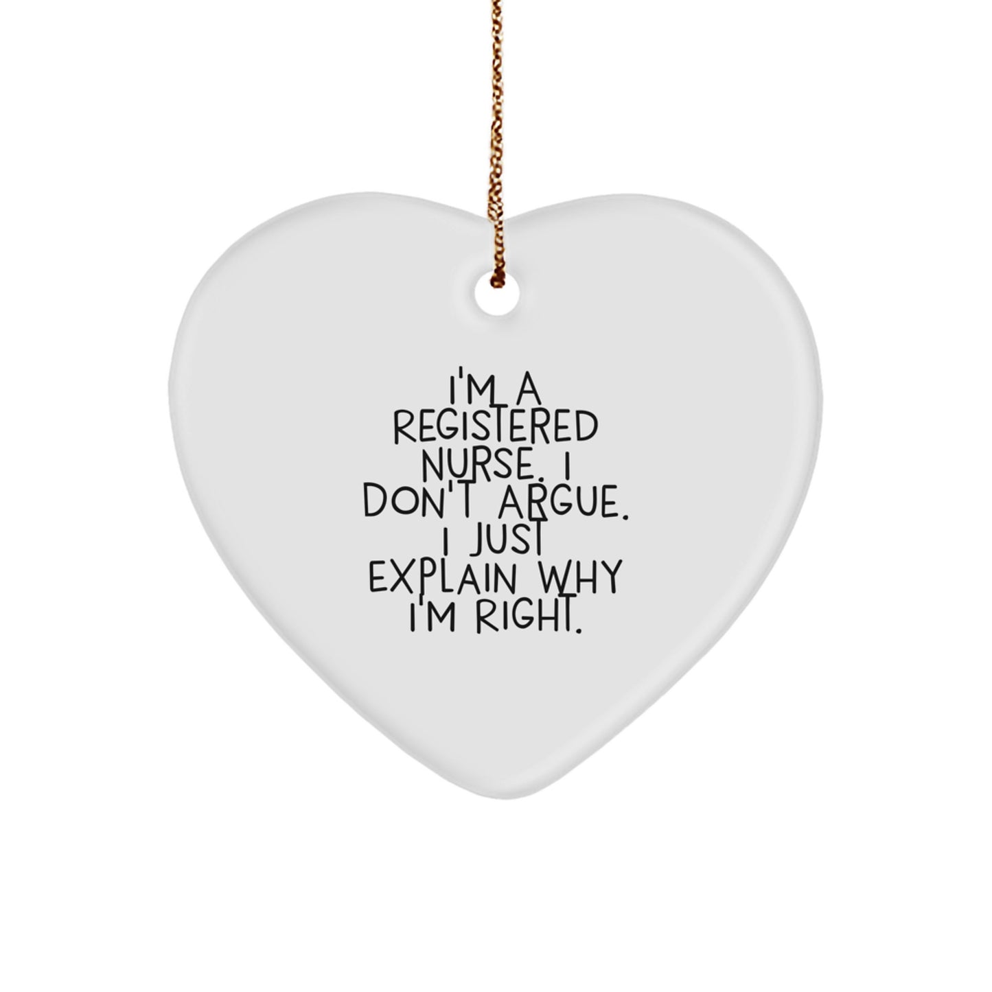 Funny Registered Nurse Heart Ornament Gifts from Men to Coworkers and Family - Christmas Unique Decorations with Inspirational Quote - Image 1
