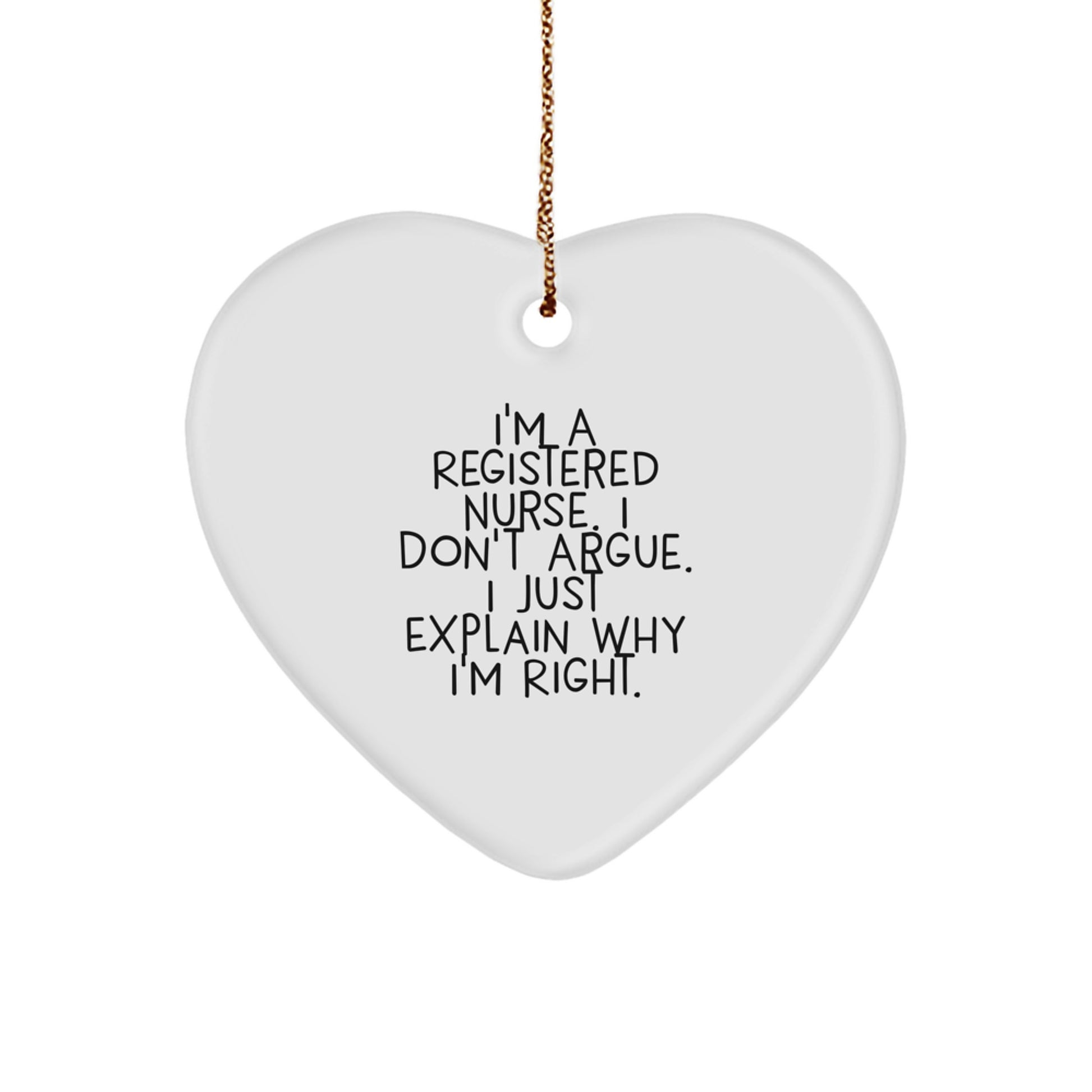Funny Registered Nurse Heart Ornament Gifts from Men to Coworkers and Family - Christmas Unique Decorations with Inspirational Quote - Image 1