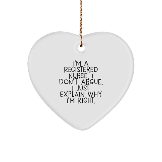 Funny Registered Nurse Heart Ornament Gifts from Men to Coworkers and Family - Christmas Unique Decorations with Inspirational Quote - Image 1