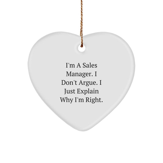 Funny Sale Manager Gift, Heart Ornament for Sales Manager, Christmas Unique Gifts from Friends - Image 1