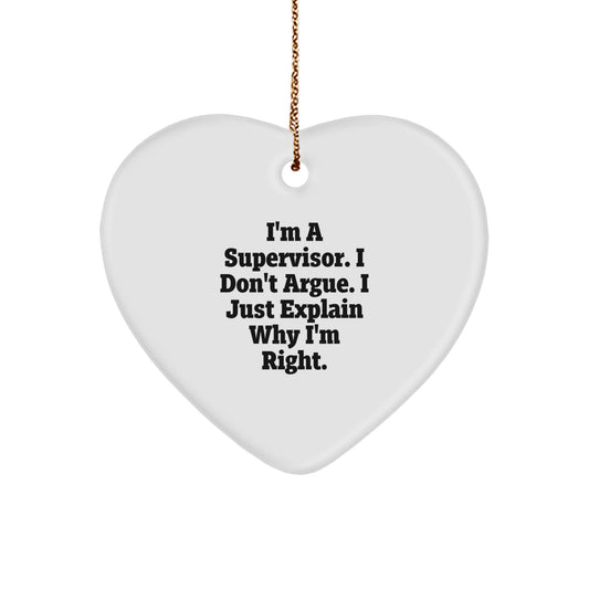 Funny Quotes Supervisor Heart Ornament Gifts from Friends to Men or Women for Christmas Unique Presents - Image 1