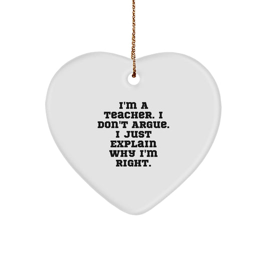 Funny Teacher Heart Ornament, Gifts from Friends to Teacher, Unique Christmas Unique Gifts for Men, Women, Coworkers, Family - Image 1