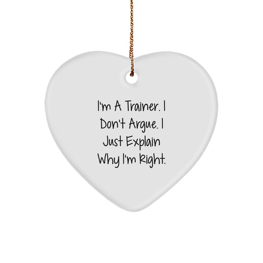 Funny Trainer Gifts from Men | Heart Ornament for Trainer or Christmas Unique Gifts for Trainer Friends Coworkers - Image 1