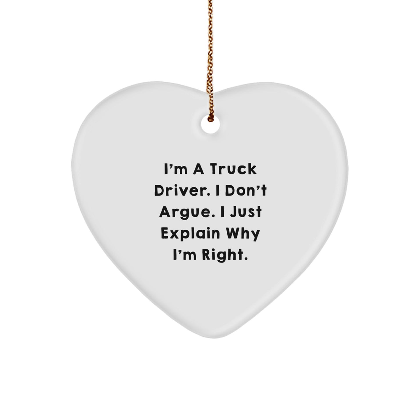 Funny Truck Driver Heart Ornament Gifts from Friends for Men, Christmas Unique, Heartfelt, Inspirational - Image 1