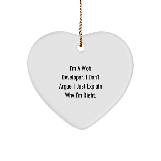 Funny Web Developer Heart Ornament Gifts from Men to Friends, Perfect Christmas Unique Gifts for Web Developer Colleagues - Image 1
