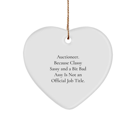 Quirky Auctioneer Heart Ornament Gifts from Friends and Family for Christmas - Image 1