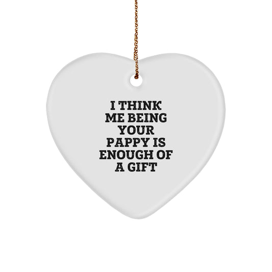 Funny Pappy Gifts from Men, Heart Ornament for Pappy, Christmas Unique Gifts - Image 1