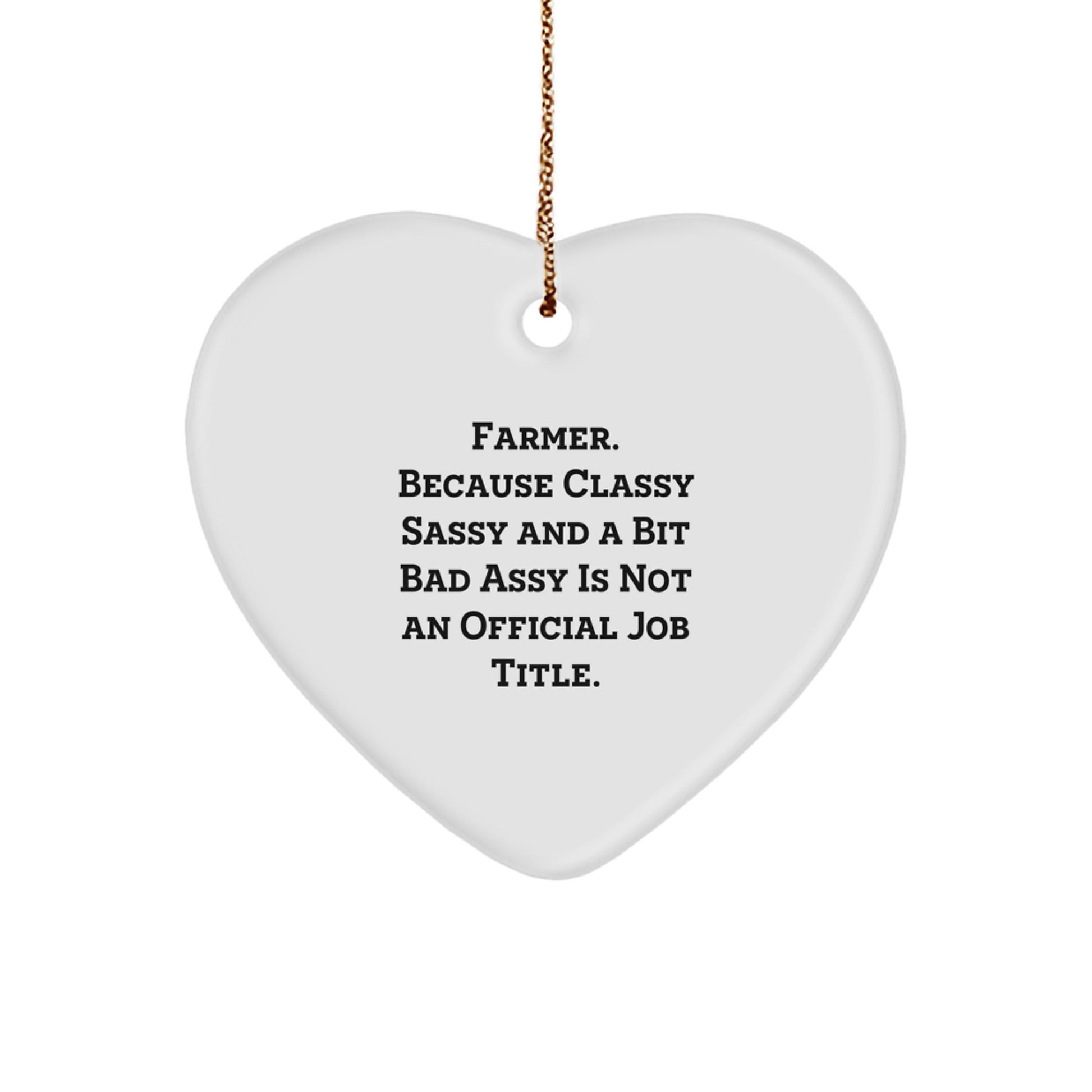 Funny Farmer Gifts from Friends, Unique Christmas Unique Gifts for Men, Women, or Coworkers - Heart Ornament with Sassy Quote - Image 1
