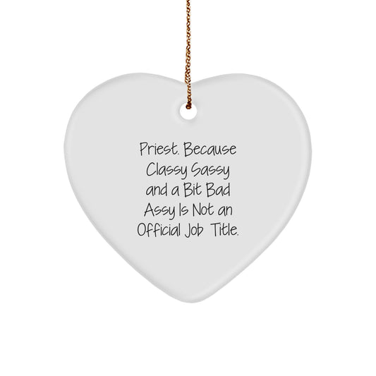 Funny Priest Gifts Heart Ornament for Christmas Unique Presents from Men to Priest Friends - Image 1