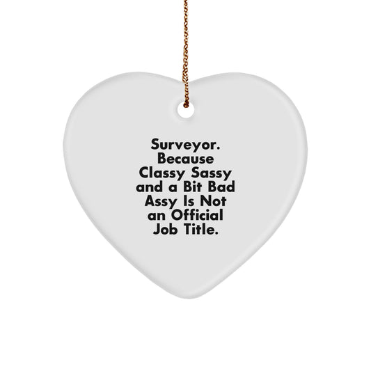 Funny Surveyor Gifts, Heart Ornament for Surveyor Friends, Christmas Unique Gifts from Men, Surveyor Heart Ornament for Surveyor Lover - Image 1