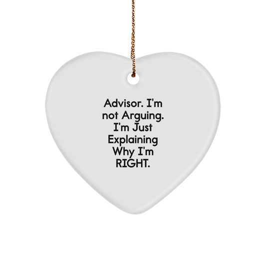 Funny Advisor Gifts from Friends, Christmas Unique Gifts for Advisor, Heart Ornament Quote - Image 1