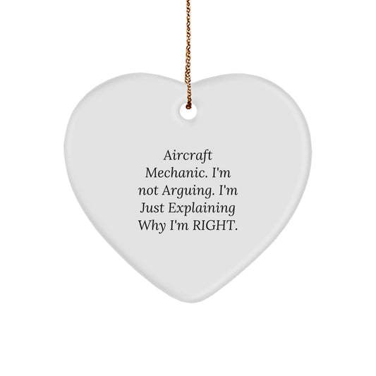 Funny Aircraft Mechanic Heart Ornament Gifts from Friends to Aircraft Mechanic Christmas Unique Ideas - Image 1
