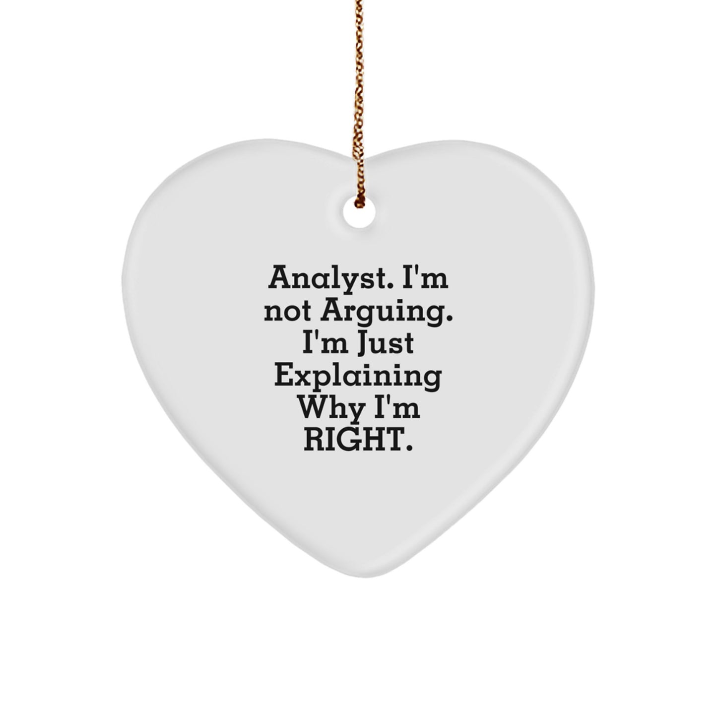 Funny Analyst Gifts from Men for Friend, Heart Ornament Inspirational Quote 'I'm Not Arguing. I'm Just Explaining Why I'm Right.' Christmas Unique - Image 1