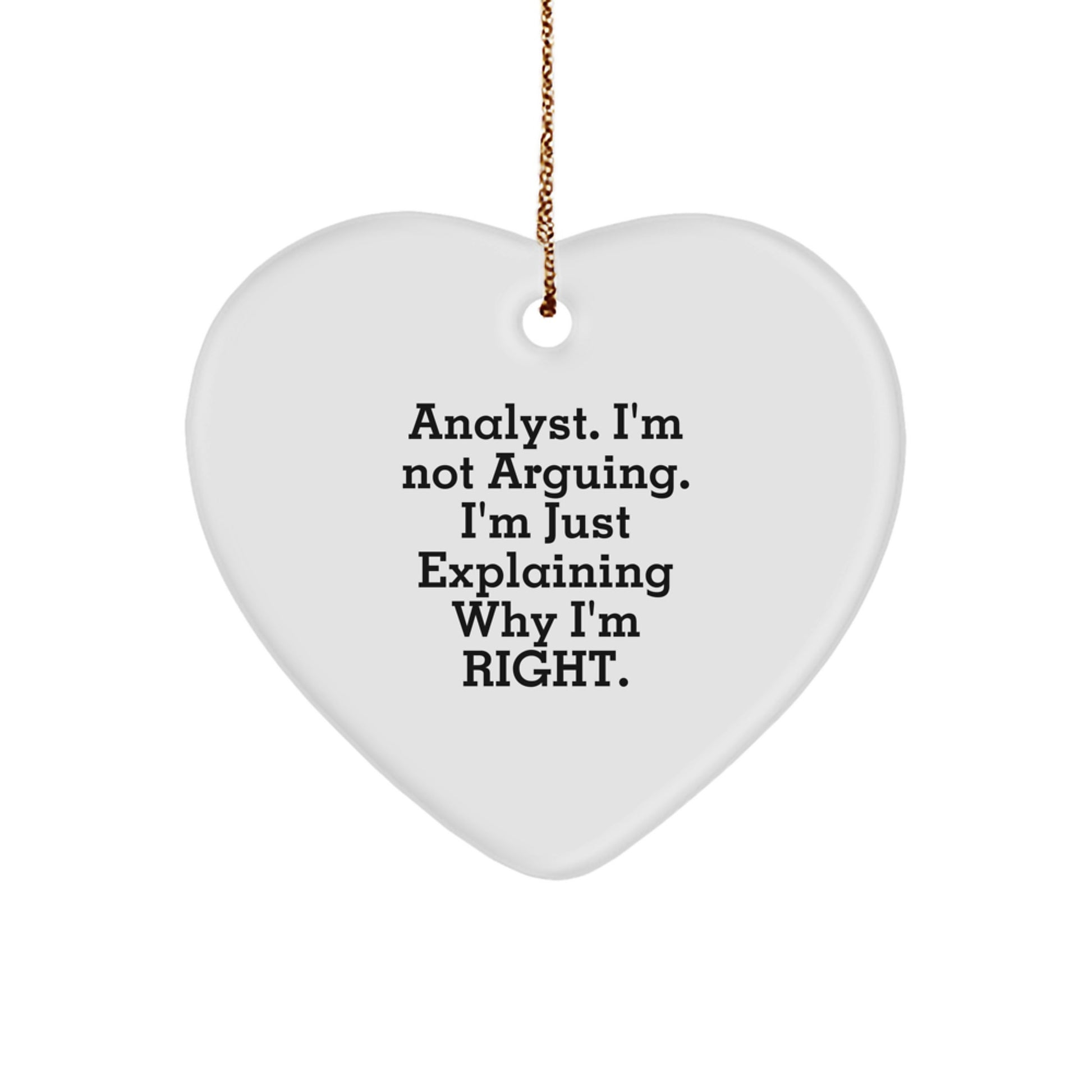 Funny Analyst Gifts from Men for Friend, Heart Ornament Inspirational Quote 'I'm Not Arguing. I'm Just Explaining Why I'm Right.' Christmas Unique - Image 1