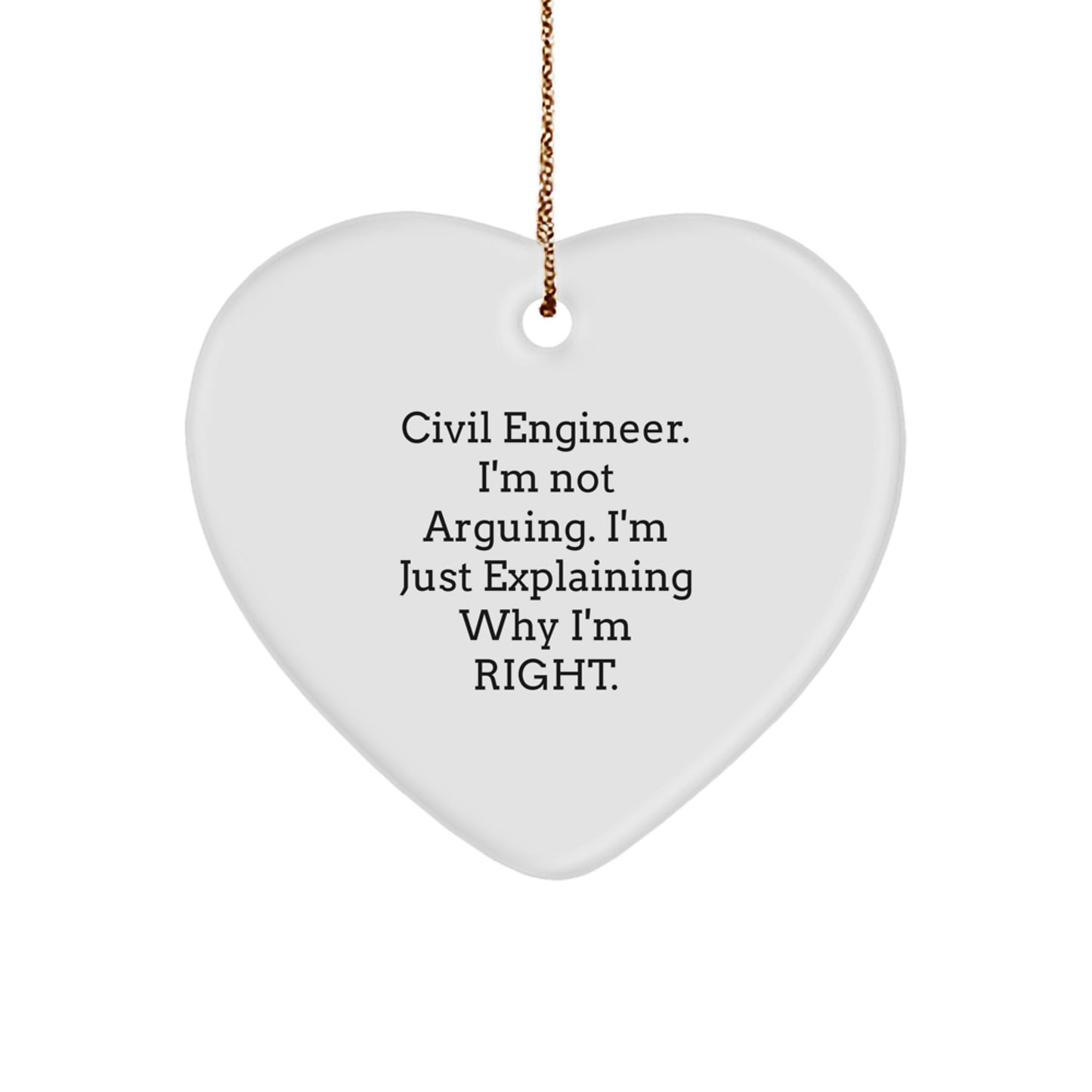 Funny Civil Engineer Gifts from Men to Best Friends, Heart Ornament for Civil Engineers, Christmas Unique Gifts for Civil Engineer - Image 1