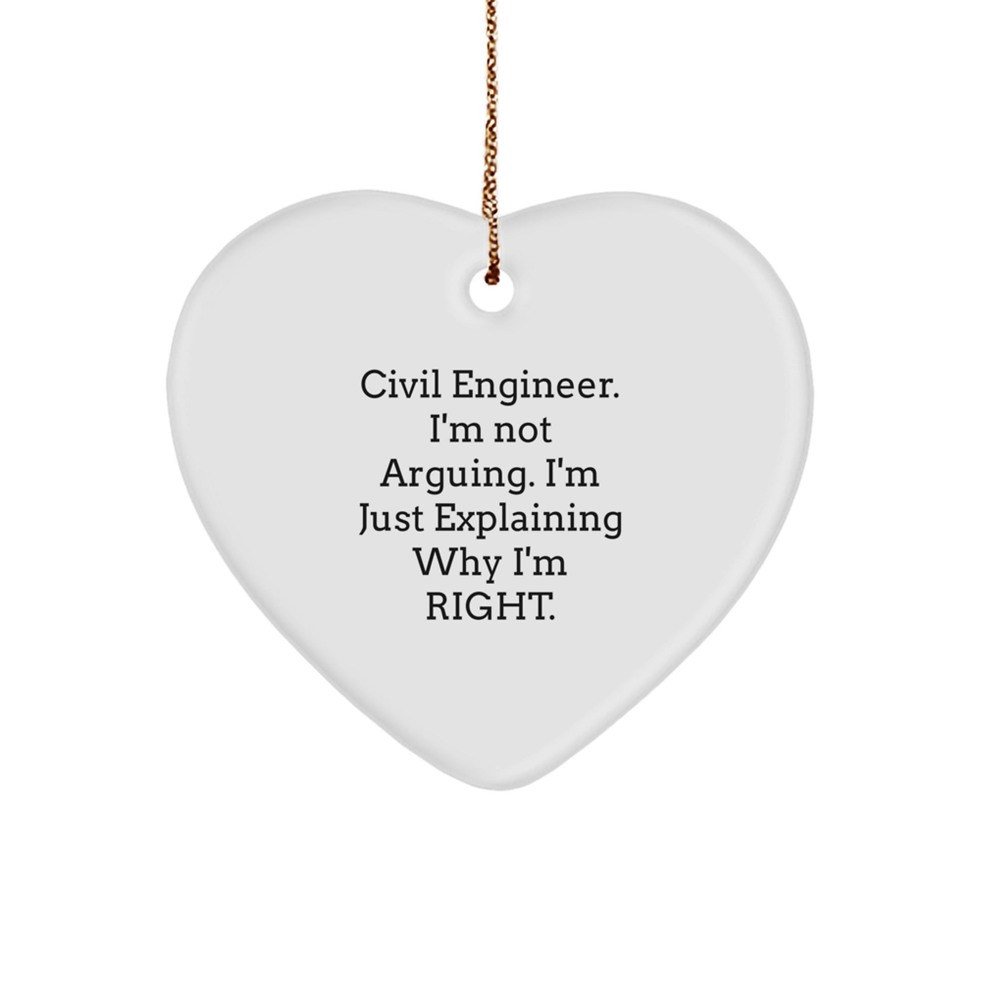 Funny Civil Engineer Gifts from Men to Best Friends, Heart Ornament for Civil Engineers, Christmas Unique Gifts for Civil Engineer - Image 1
