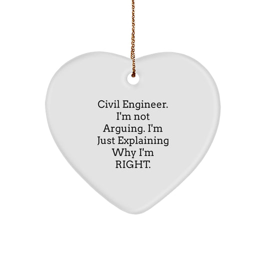 Funny Civil Engineer Gifts from Men to Best Friends, Heart Ornament for Civil Engineers, Christmas Unique Gifts for Civil Engineer - Image 1