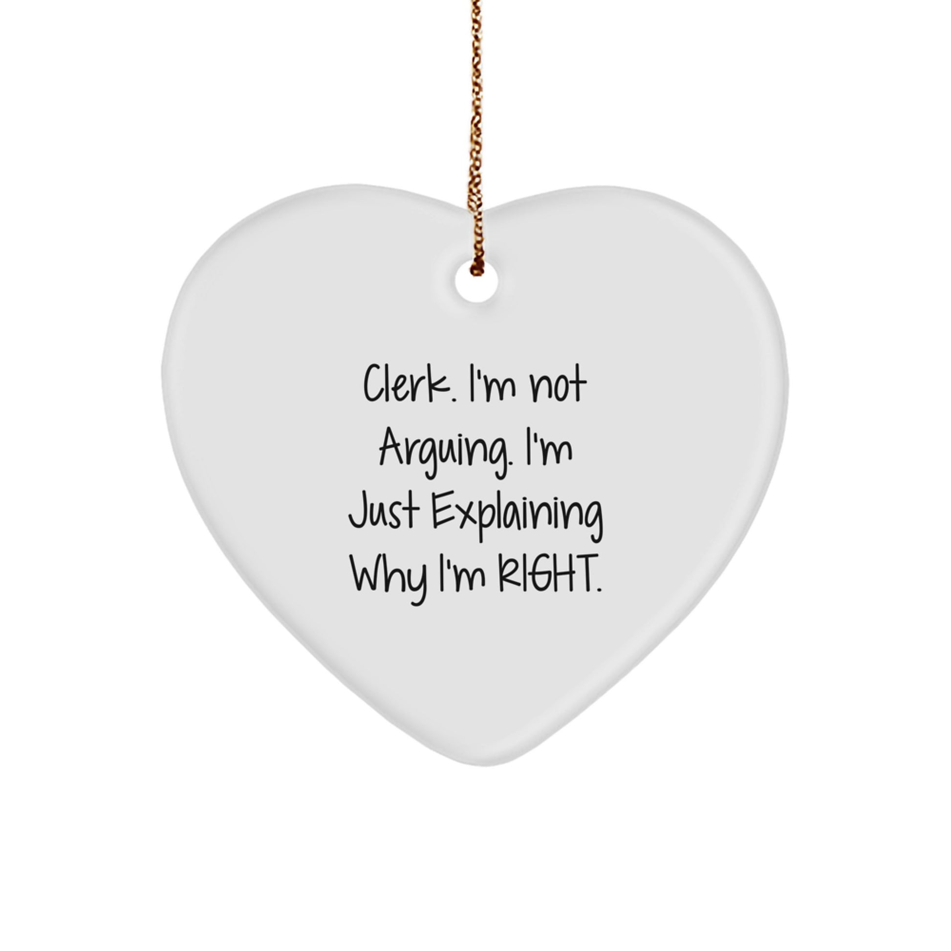 Funny Clerk Gifts from Friends Christmas Heart Ornament for Coworkers - Image 1