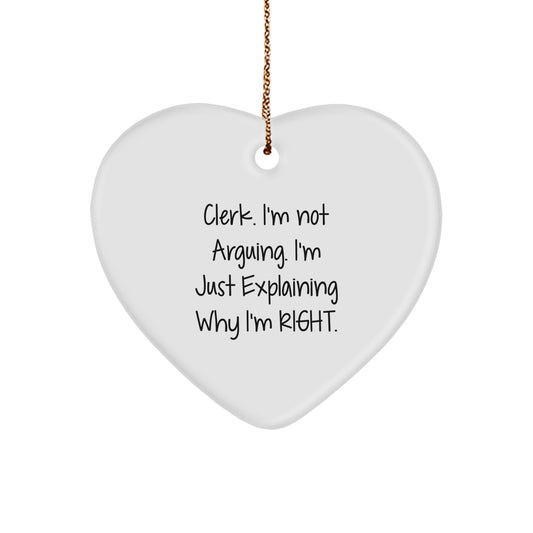 Funny Clerk Gifts from Friends Christmas Heart Ornament for Coworkers - Image 1