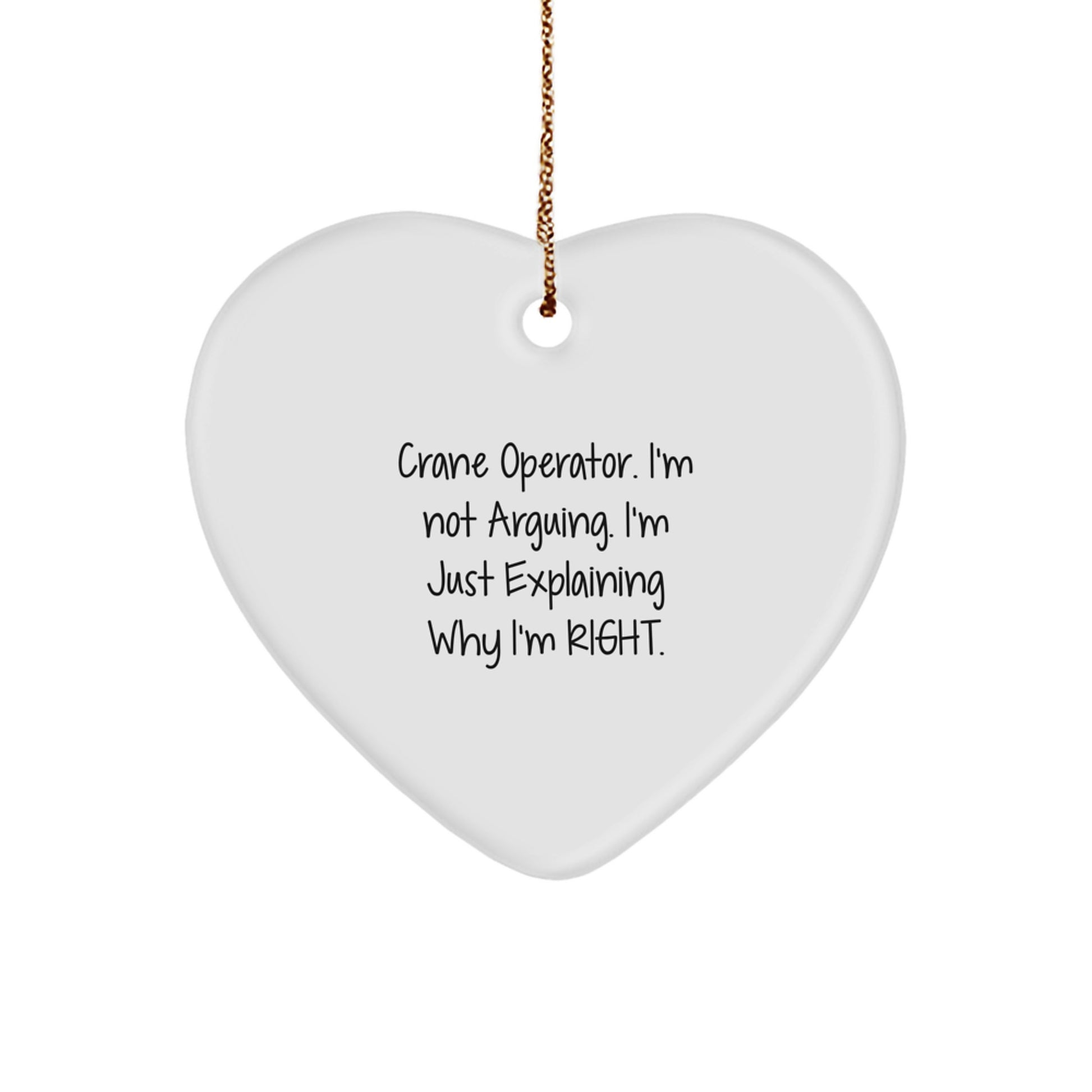Funny Crane Operator Gifts for Men, Unique Heart Ornament Quotes 'I'm Not Arguing. I'm Just Explaining Why I'm Right.' Christmas Unique for Family, Friends, Coworkers - Image 1