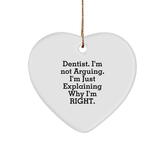 Funny Dentist Heart Ornament Gifts for Dentists from Friends, Heart Shaped Christmas Unique Ornaments - Image 1