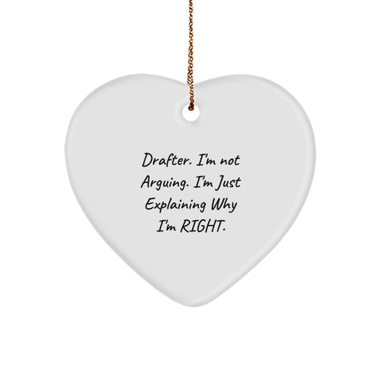 Funny Drafter Heart Ornament Gifts from Friends for Christmas, Unique Heart Ornament for Drafter Men, Drafter Women, Drafter Family, Drafter Coworkers - Image 1