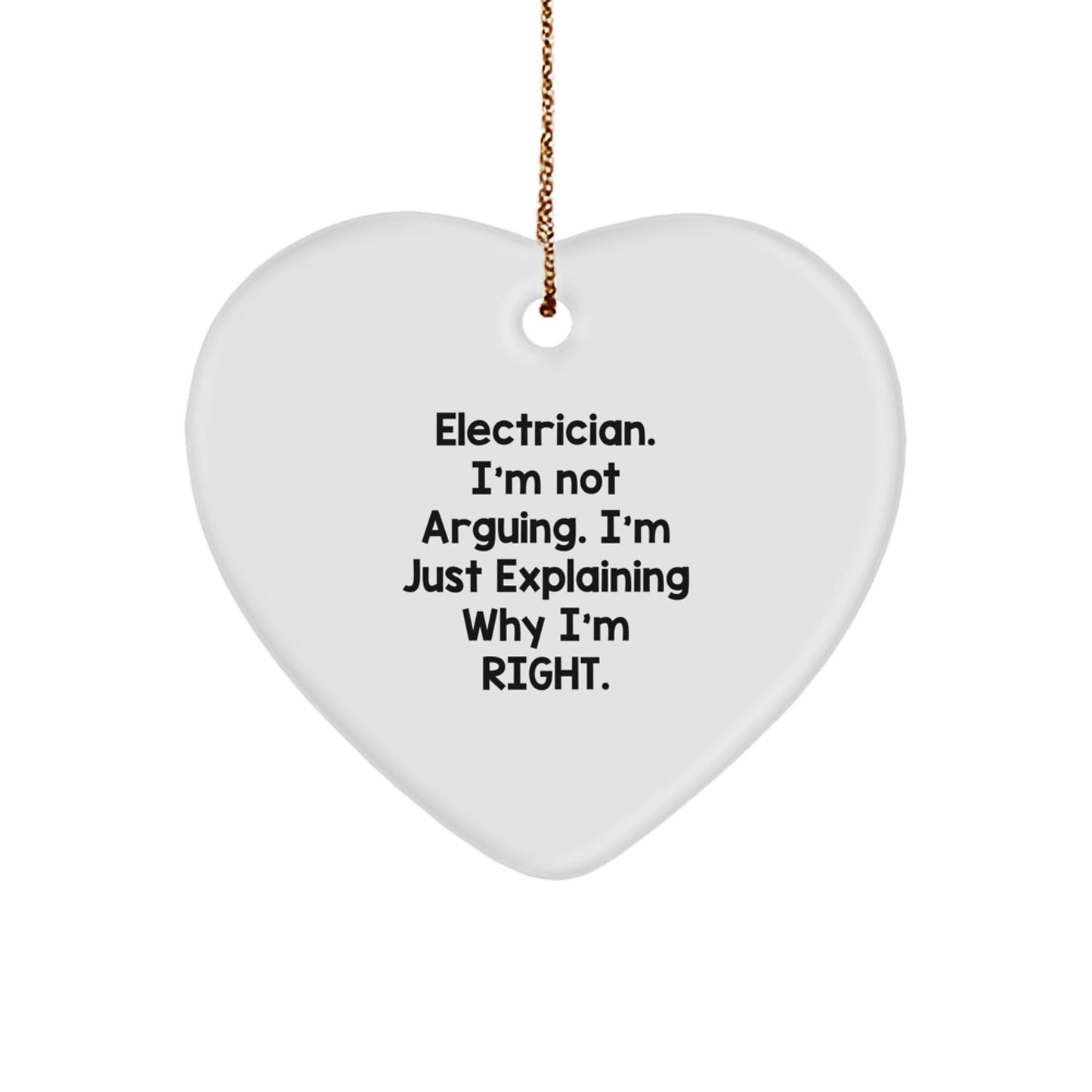 Bold Electrician Heart Ornament Christmas Unique Gift for Friends Novelty - Image 1