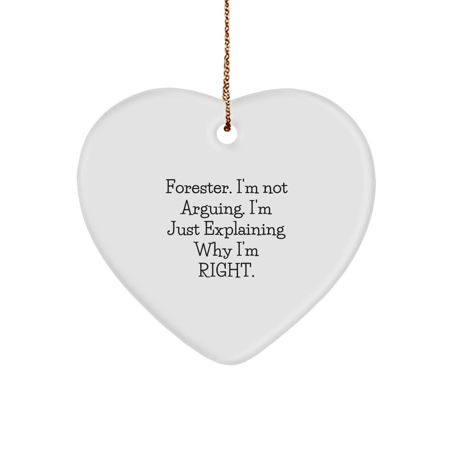 Funny Forester Gifts for Men, Heart Ornament Quote 'I'm Not Arguing. I'm Just Explaining Why I'm Right.' Christmas Unique Gifts from Friends - Image 1