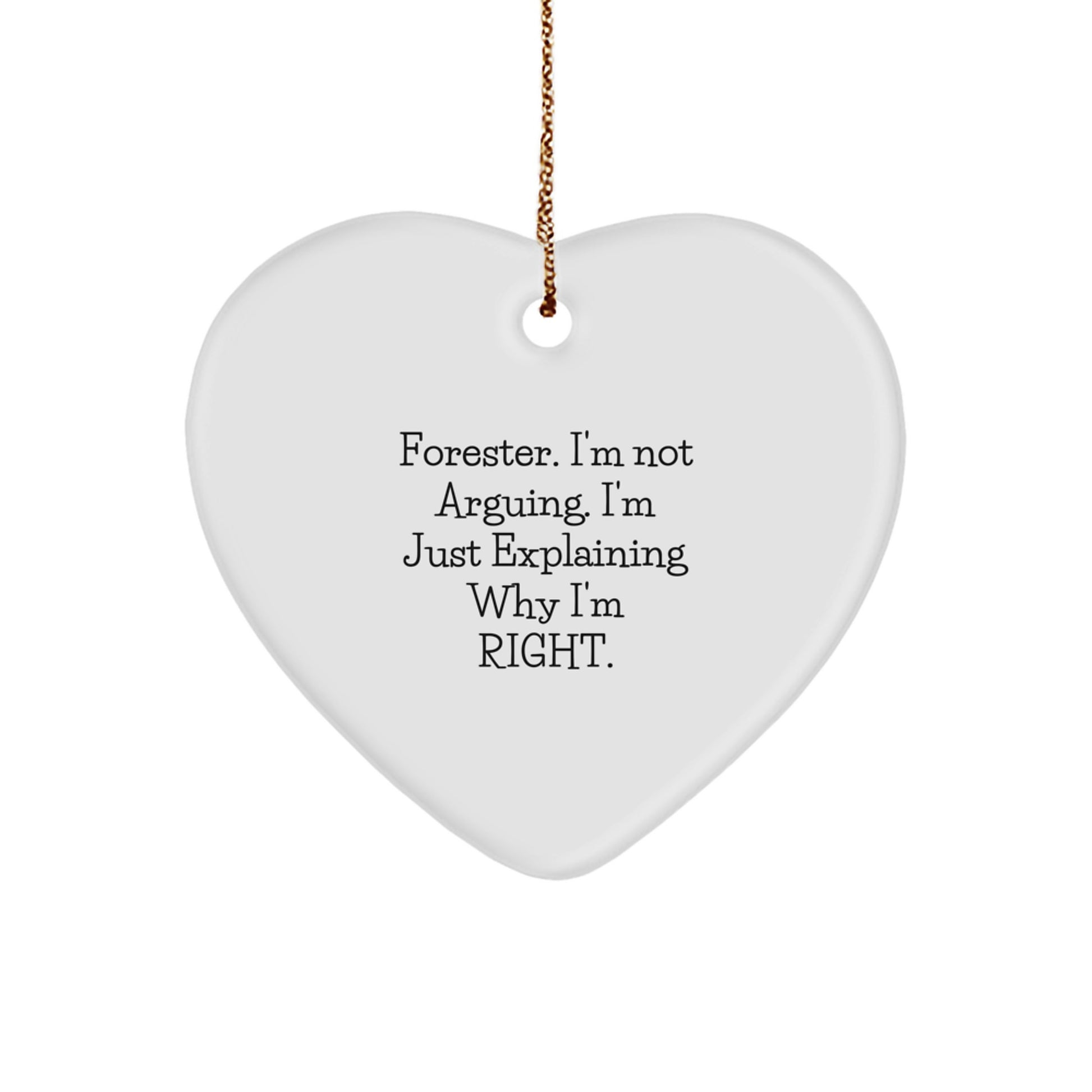 Funny Forester Gifts for Men, Heart Ornament Quote 'I'm Not Arguing. I'm Just Explaining Why I'm Right.' Christmas Unique Gifts from Friends - Image 1