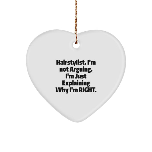 Hairstylist Humor Heart Ornament, Funny Gifts from Friends, Perfect for Christmas Tree Decorating - Image 1
