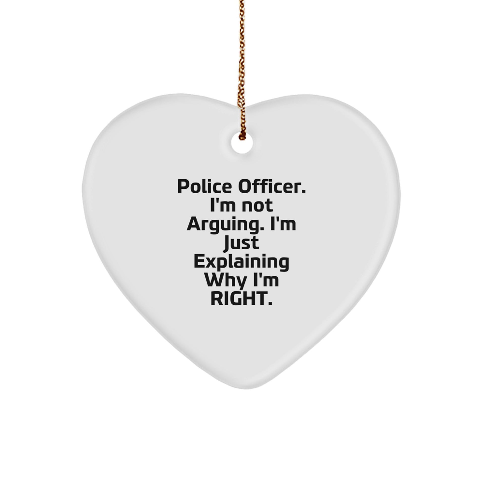 Funny Police Officer Heart Ornament Gifts for Men, Police Officer Christmas Unique Gifts from Family, Friends, or Coworkers - Image 1