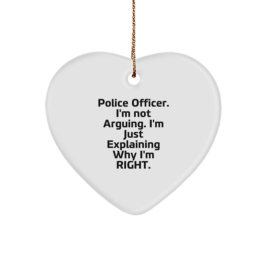 Funny Police Officer Heart Ornament Gifts for Men, Police Officer Christmas Unique Gifts from Family, Friends, or Coworkers - Image 1