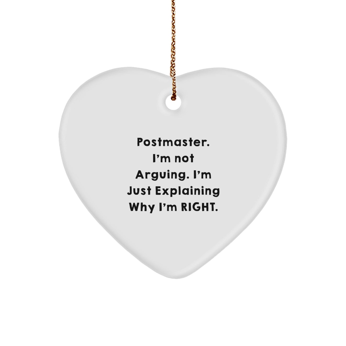Funny Postmaster Heart Ornament Gifts from Men to Postmaster, Unique Christmas Unique Gifts for Postmaster, Postmaster Humor Heart Shape Ornament - Image 1