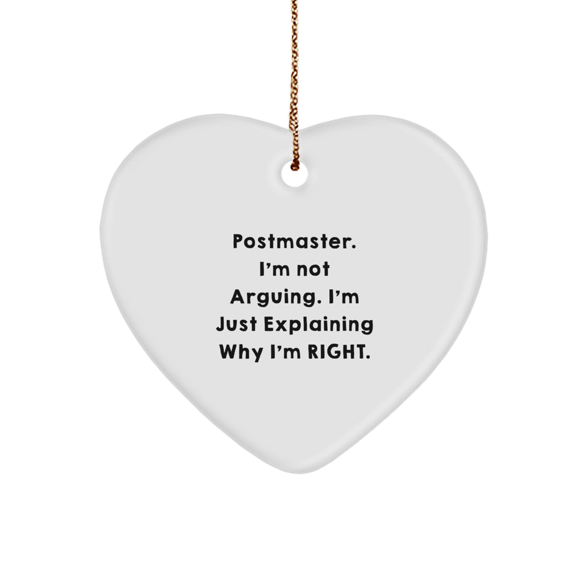 Funny Postmaster Heart Ornament Gifts from Men to Postmaster, Unique Christmas Unique Gifts for Postmaster, Postmaster Humor Heart Shape Ornament - Image 1