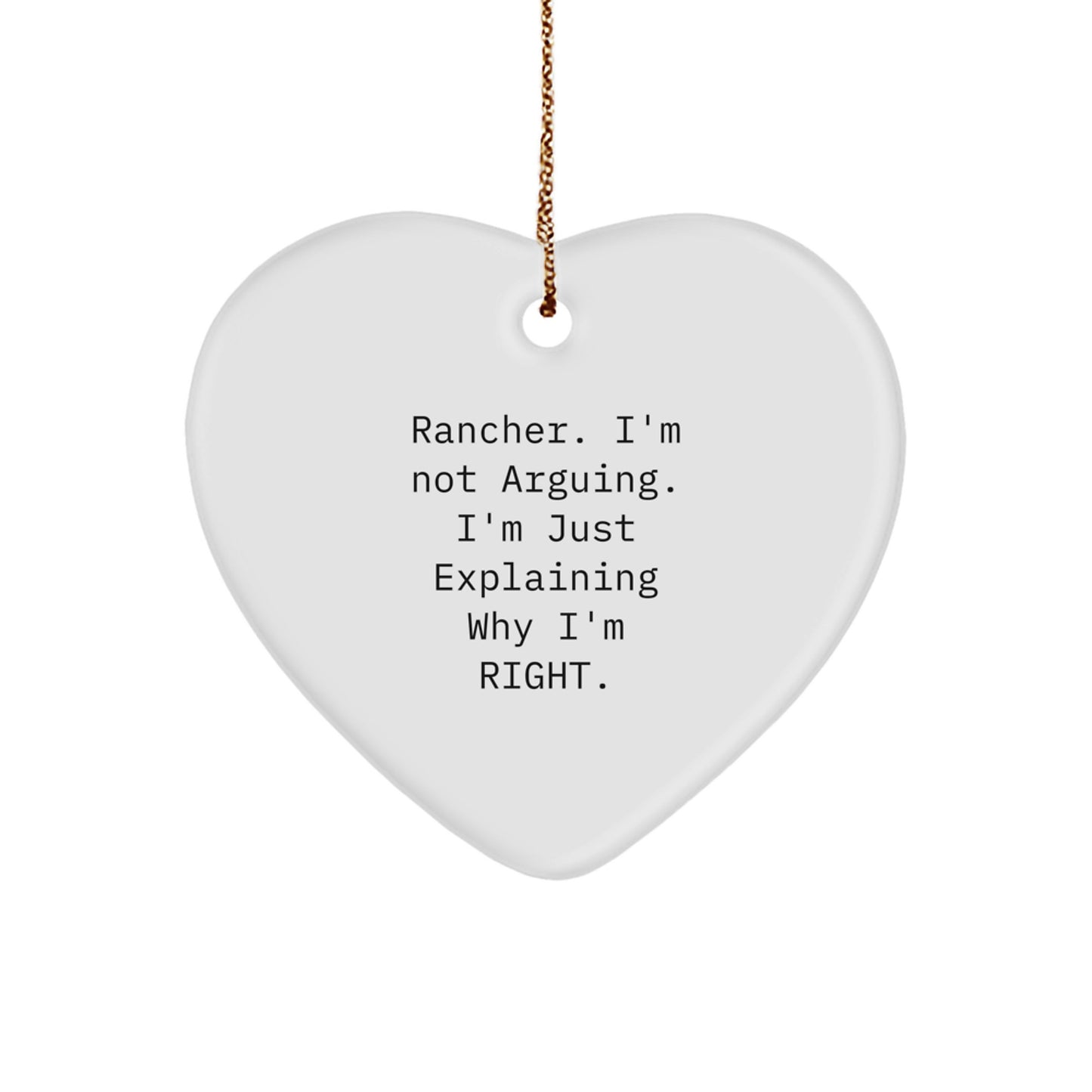 Rancher Heart Ornament Funny Quote Gifts from Men to Ranchers for Christmas Unique - Image 1