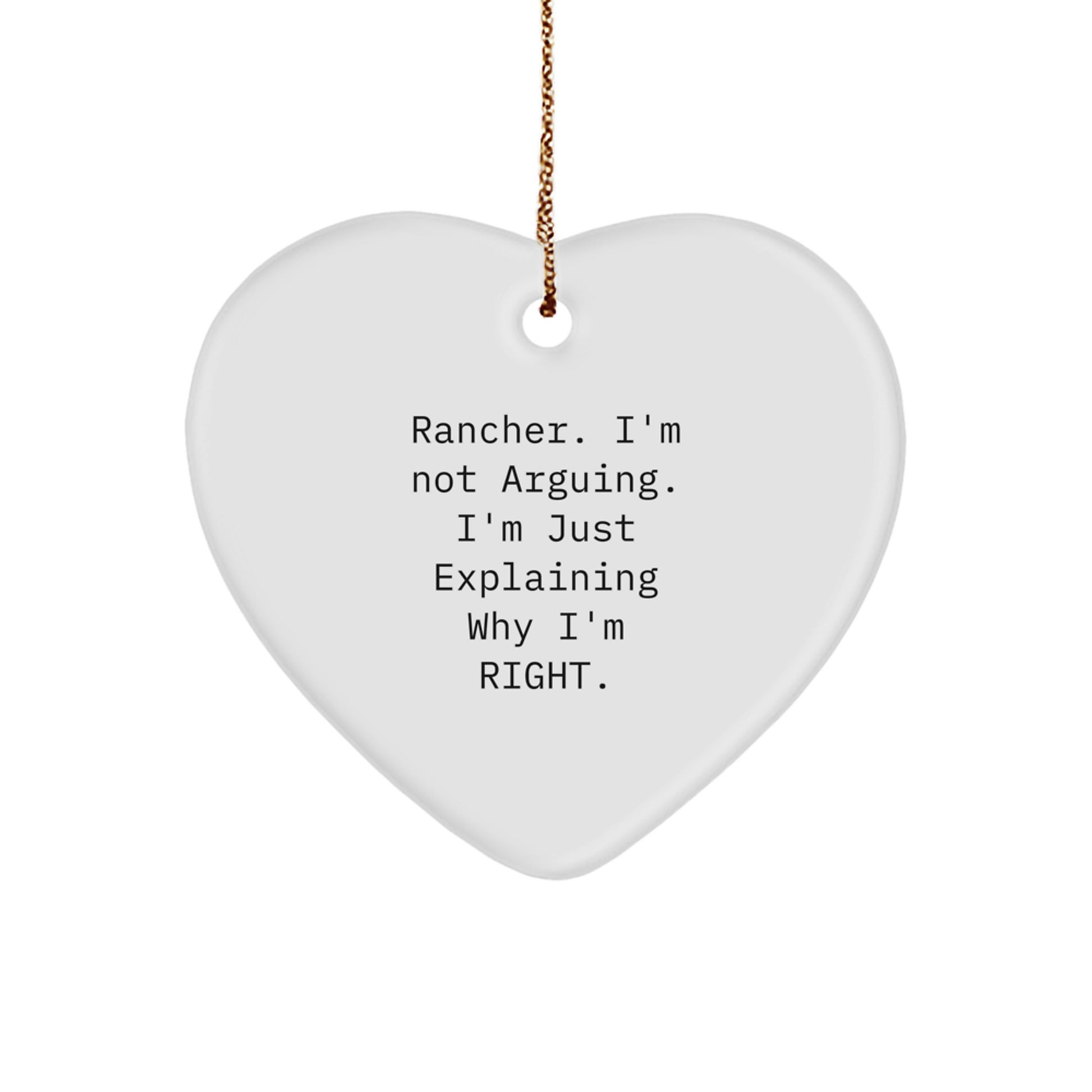 Rancher Heart Ornament Funny Quote Gifts from Men to Ranchers for Christmas Unique - Image 1