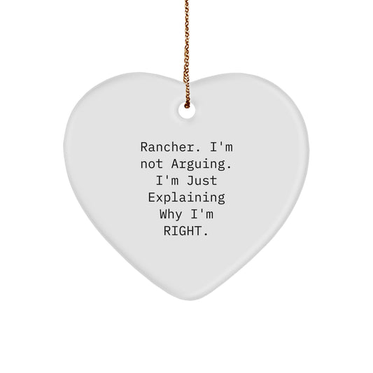 Rancher Heart Ornament Funny Quote Gifts from Men to Ranchers for Christmas Unique - Image 1