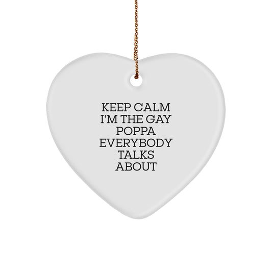 Funny Poppa Heart Ornament Gifts from Men, Women, Friends, Coworkers, Family - Unique Christmas Decorations for Poppa - Image 1